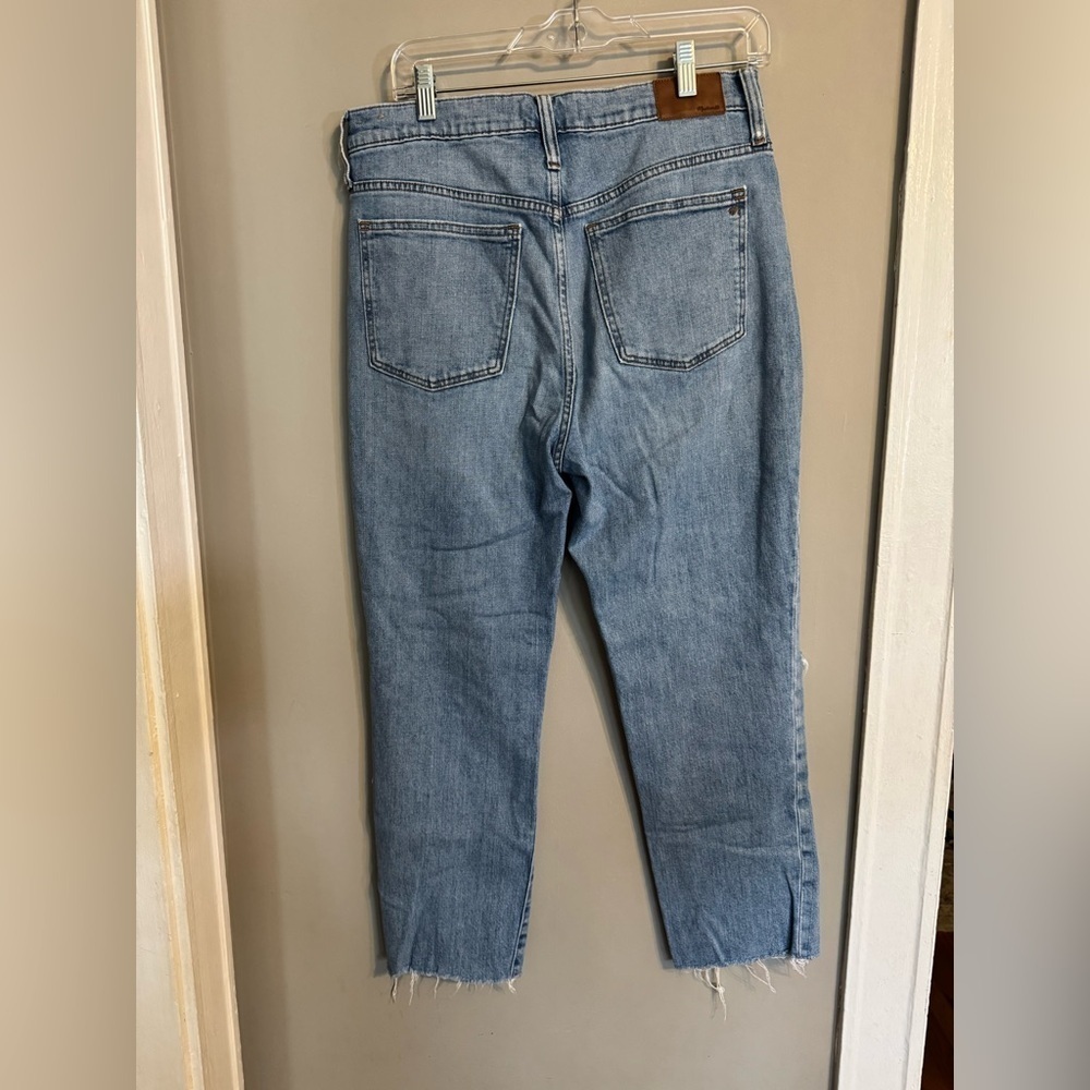 Madewell High Rise Slim Crop Boy Jean Light Blue Distressed Boyfriend Jeans - Picture 9 of 10